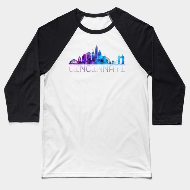 Cincinnati Skyline Baseball T-Shirt by sparkling-in-silence